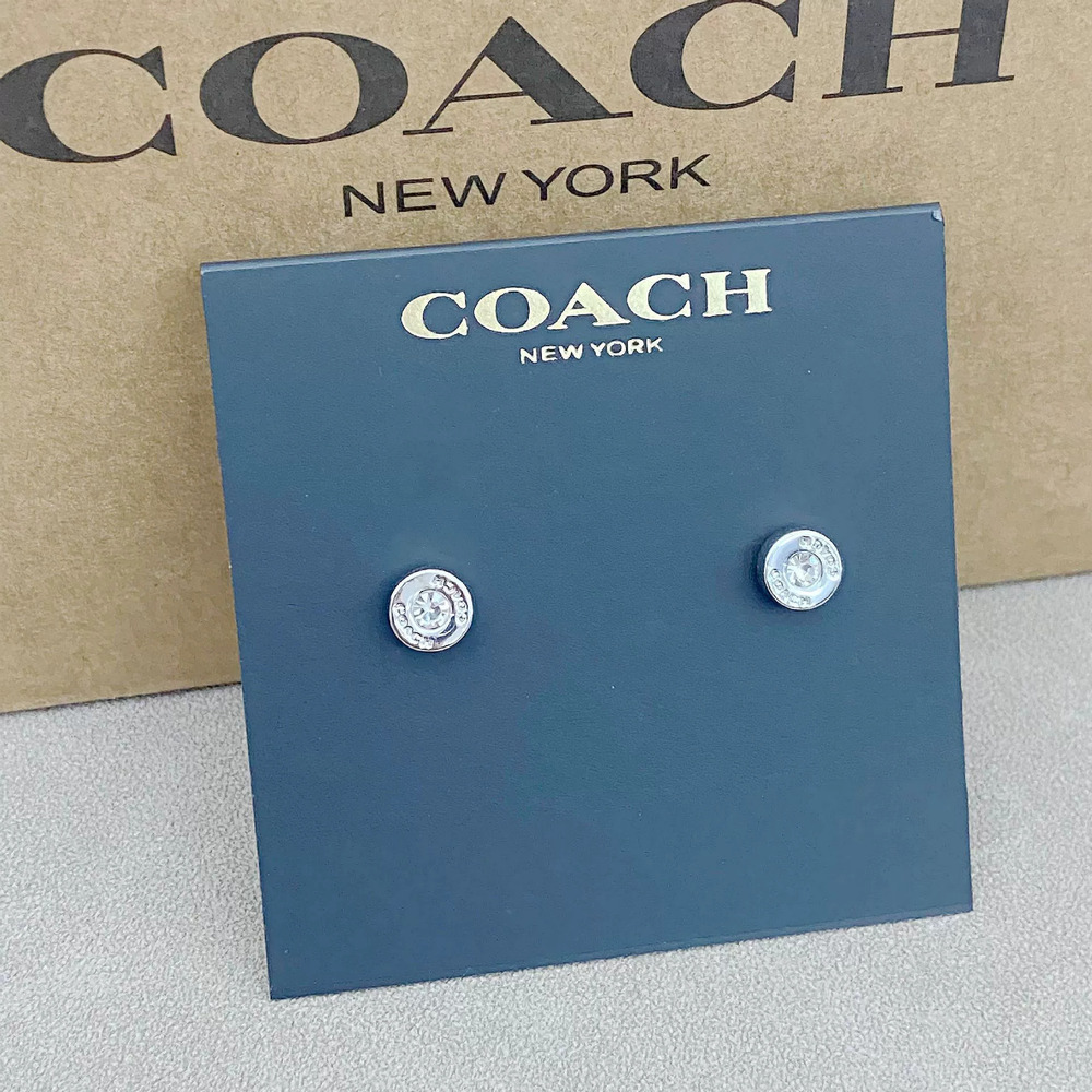 Coach Small Rhinestone Ear Studs - Picture 2 of 7